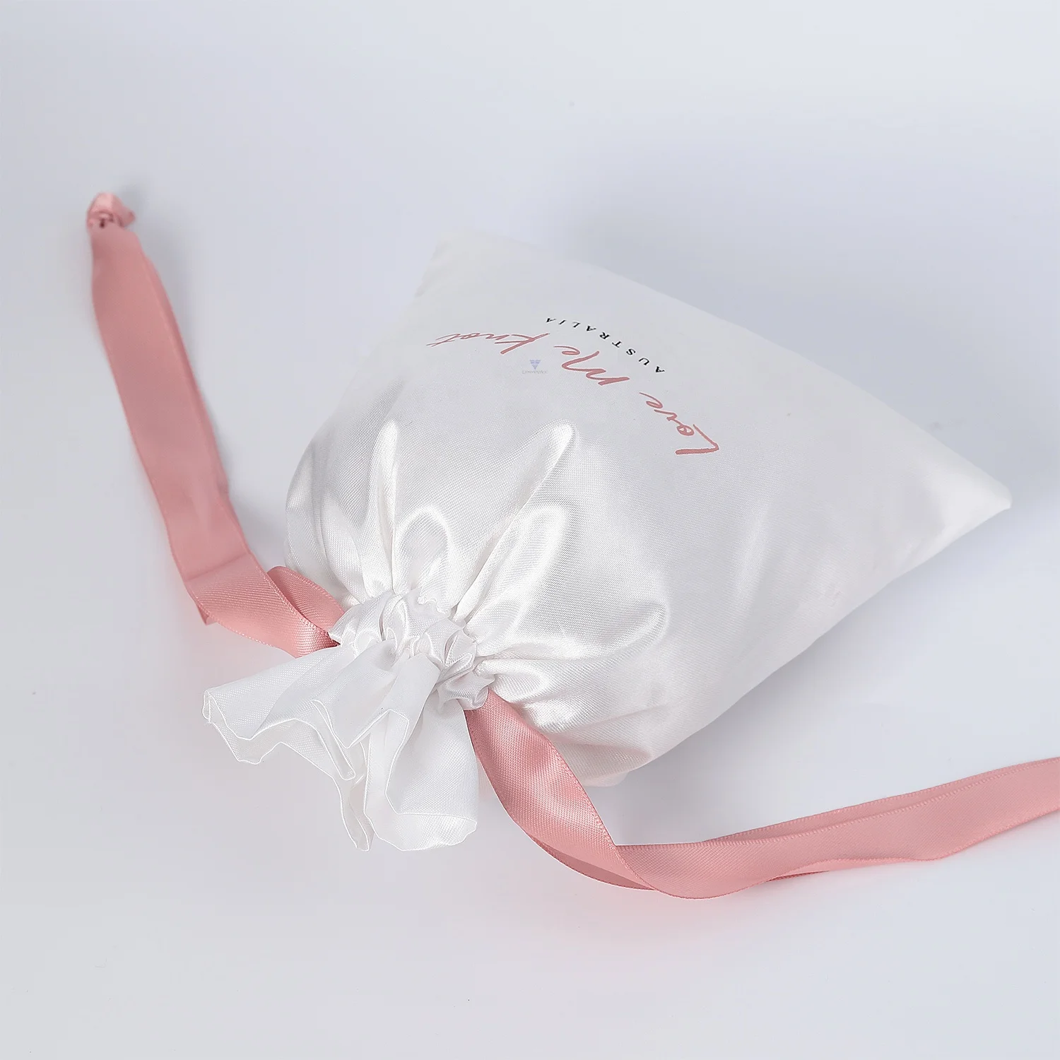 Hot sale small hair bundles jewelry packaging custom drawstring white satin wig bags with logo