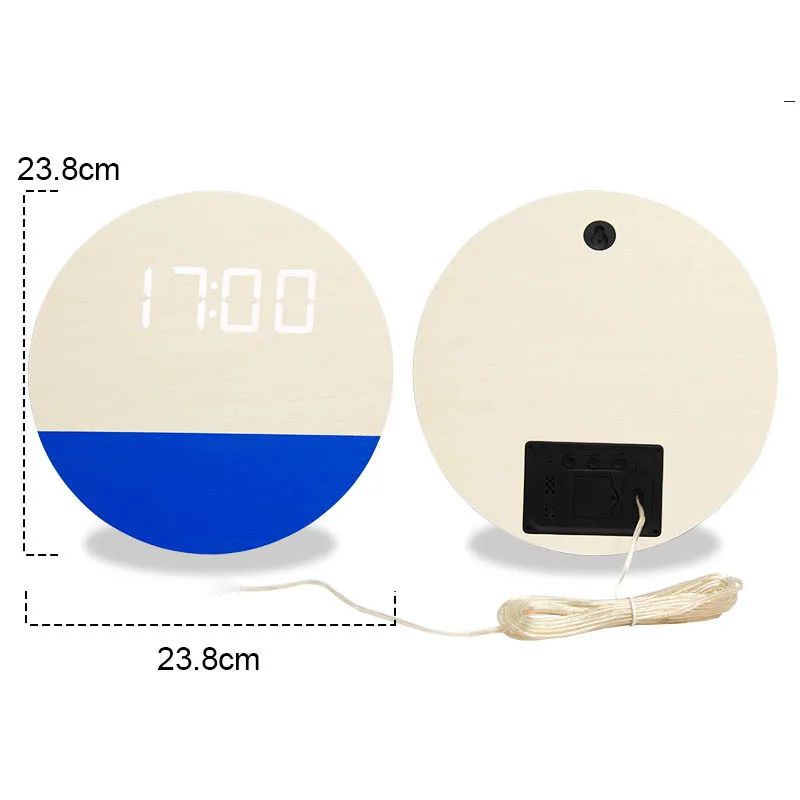 EMAF custom pattern digital wood LED wall clock 12/24h auto dimming large digit wooden led wall clock home decorative wall clock