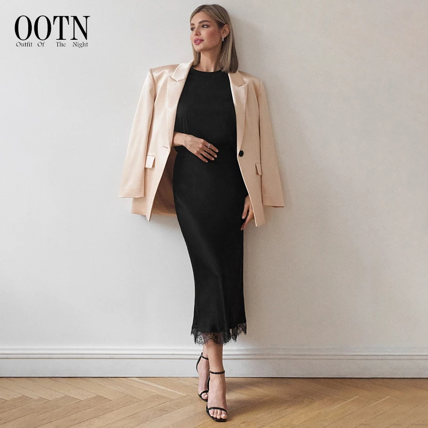 OOTN Sexy Lace Straight Skirts Woman 2024 Spring Street Chic High Waist Long Skirt Lady Office Solid Zipper Mid-Calf Skirts