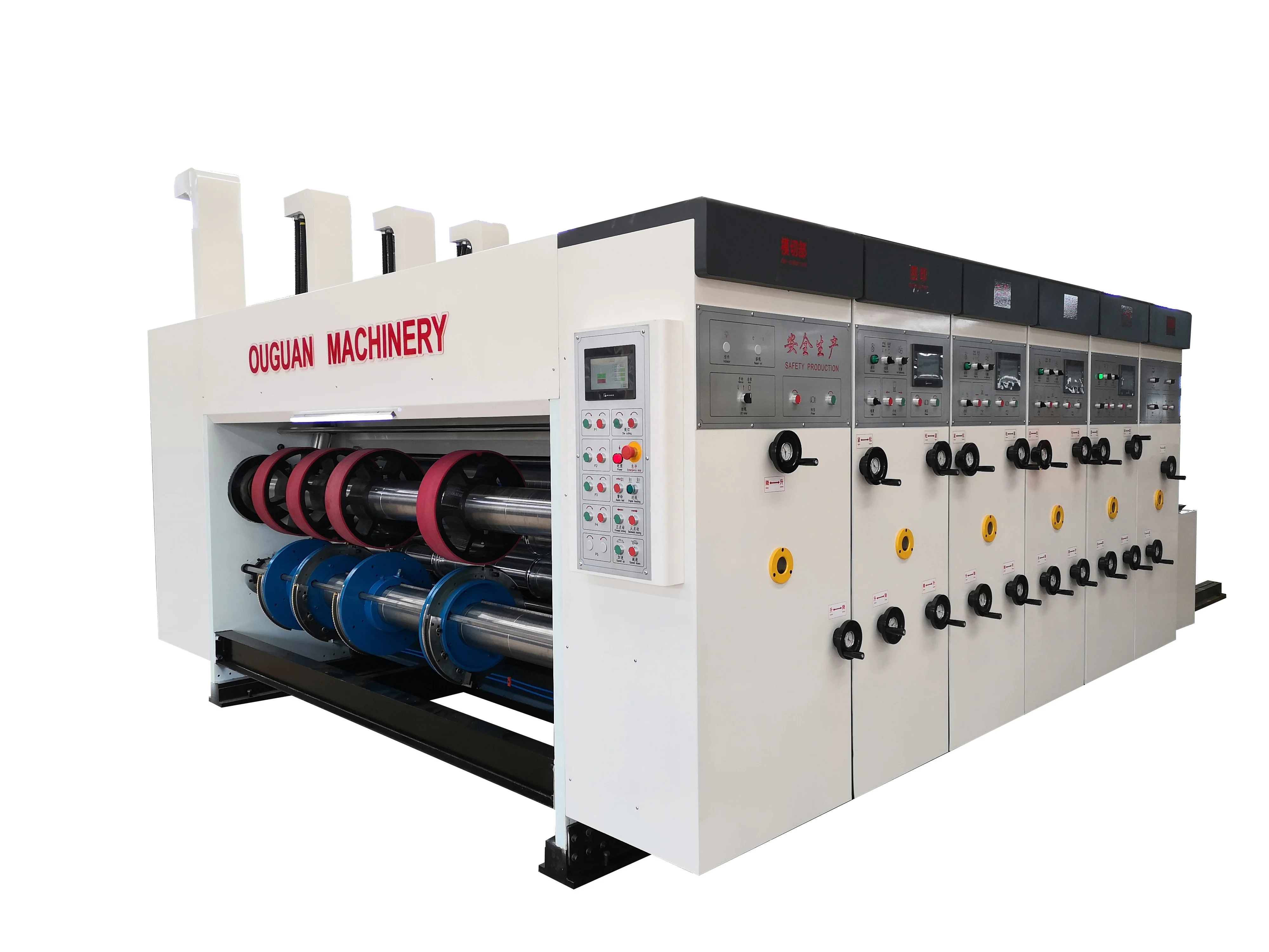Automatic printer coated dryer slotter 2 color flexo high definition printing machine with vibration stacker for carton