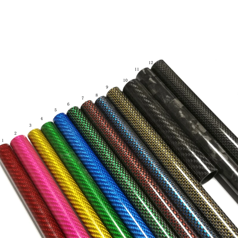 hot sales 25mm 30mm 50mm 100mm custom telescoping hollow roll wrapped 3K weave color carbon fiber round tube