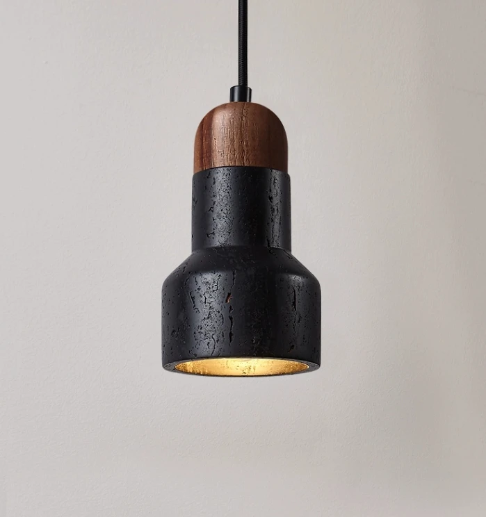 D7453 travertine lava stone black hole stone pendant lighting natural material environmental protection lamps