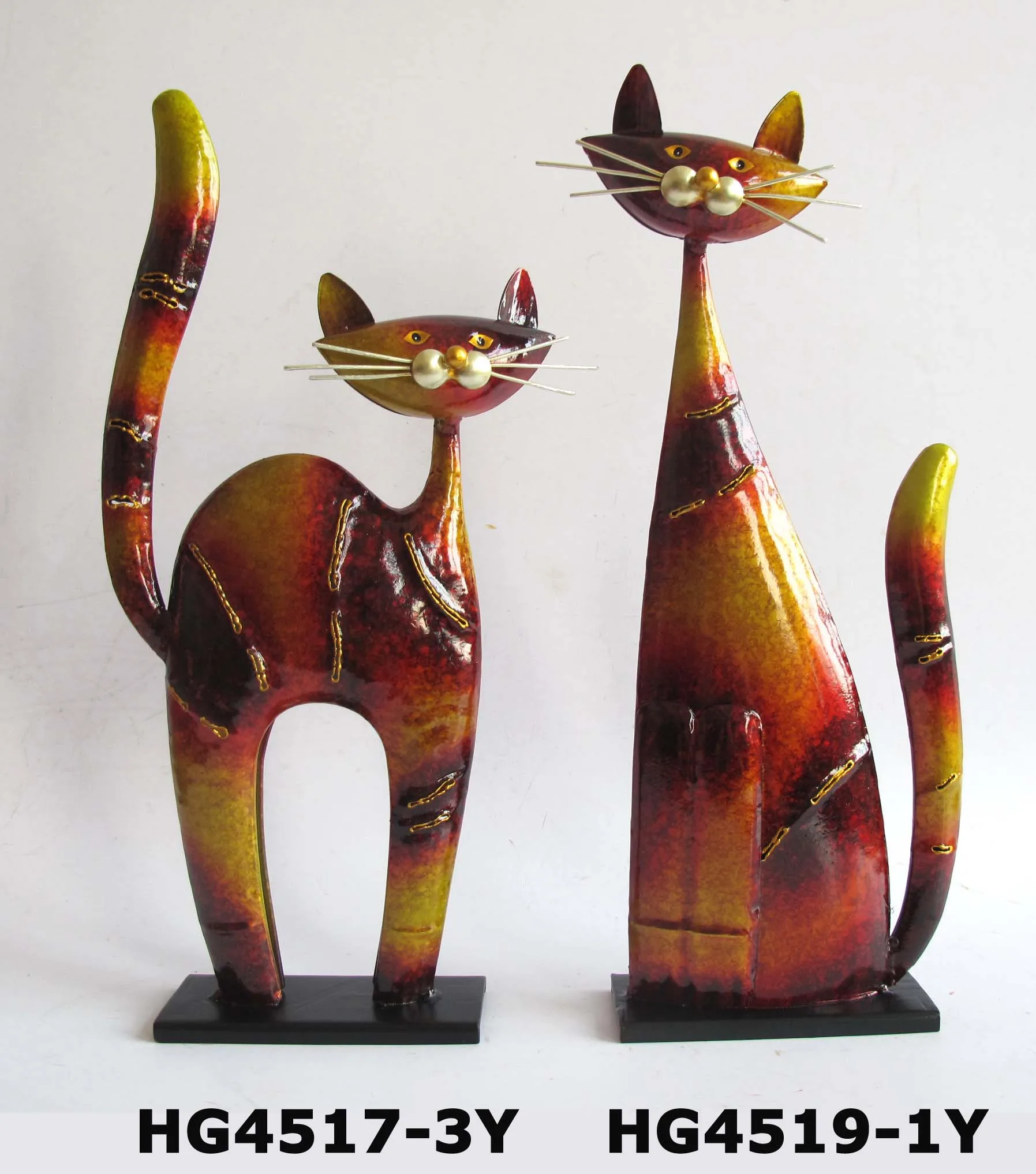 Wholesale Metal Iron Adorable Sitting Cat decor Kitchen decor Oil Painting Color Finish Sculpture