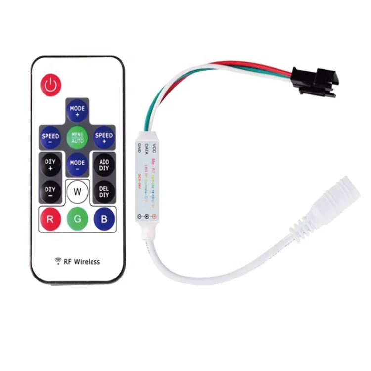 RF 14 keys Remote WS2812b 5V 12V 24V WS2811 SK6812 RGB PIXEL SPI Addressable DIGITAL LED Controller