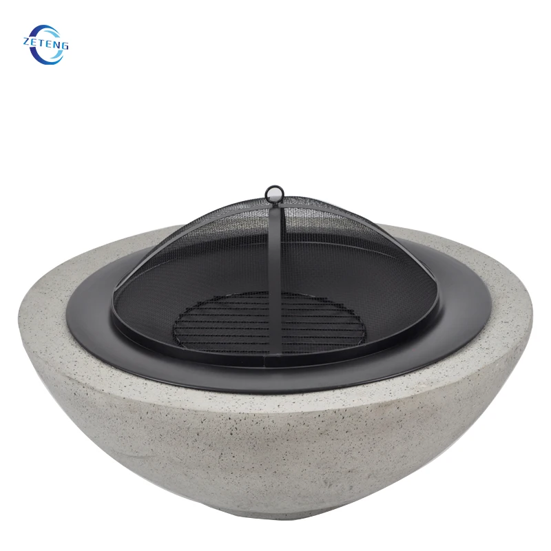 Round Wood Burning Firepit Patio BBQ Brazier Outdoor Garden Heater Magnesium Oxide Base Fire Bowls Barbecue MGO Fire Pit