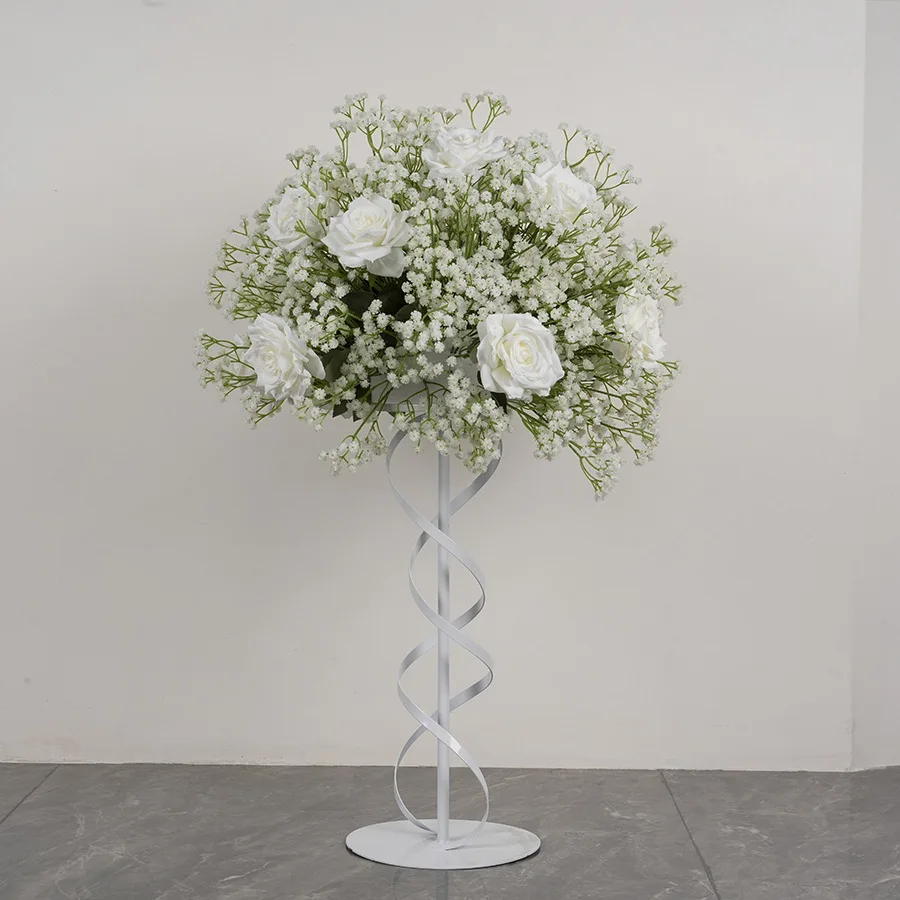 Wholesale Floral Aisle Runner White Roses And Baby Breath Artificial Flowers For Decoration