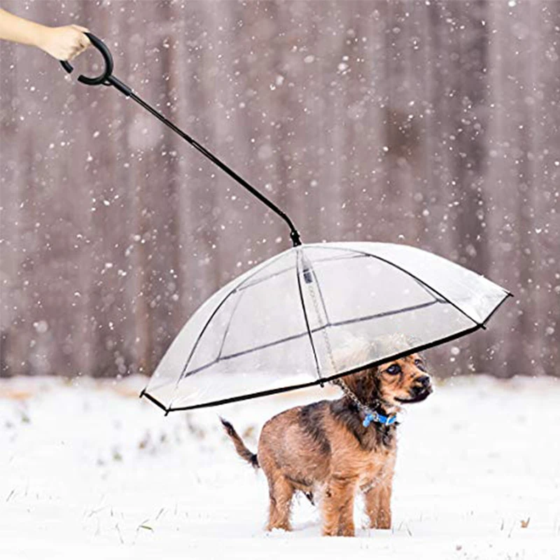 BR hot selling custom logo  rainproof pet dog cart umbrellas with leash in rainy days