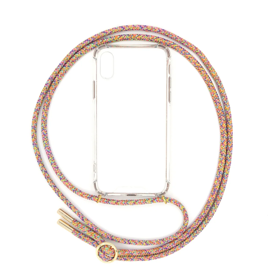 Custom Lanyard  Mobile phone chain cover with exchangeable cord to hang around mobile phone strap to change in silver or gold