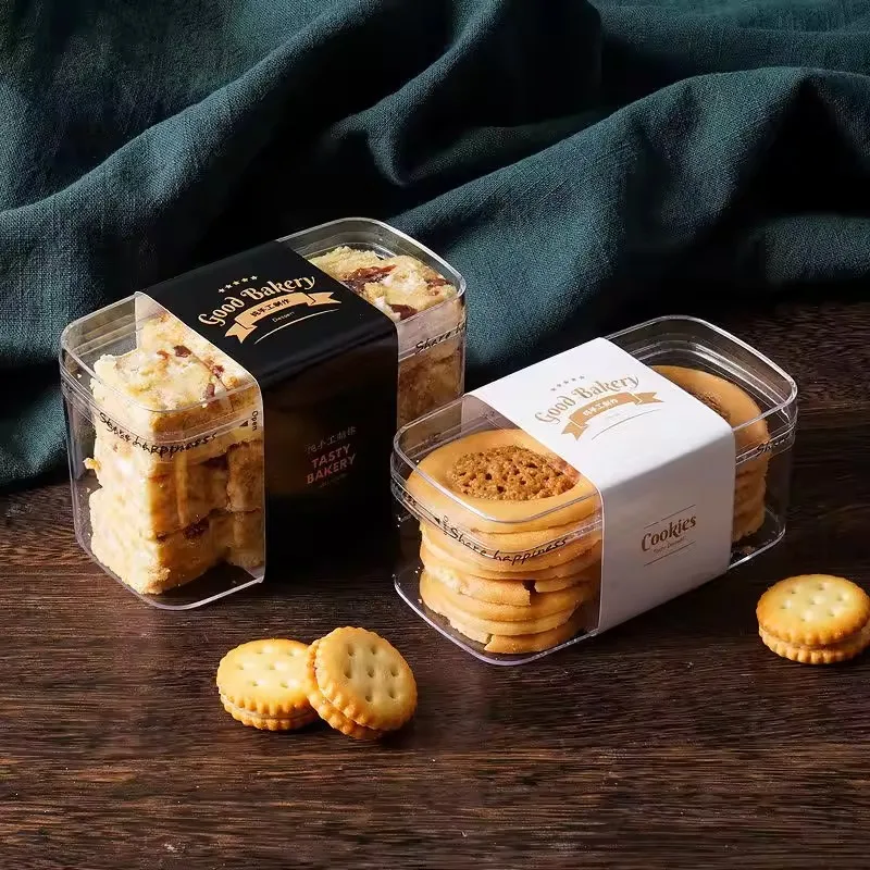 Квадратная прозрачная чашка для мусса пудинга банка печенья Mille-feuille десертная пластиковая упаковочная коробка с крышками и наклейками