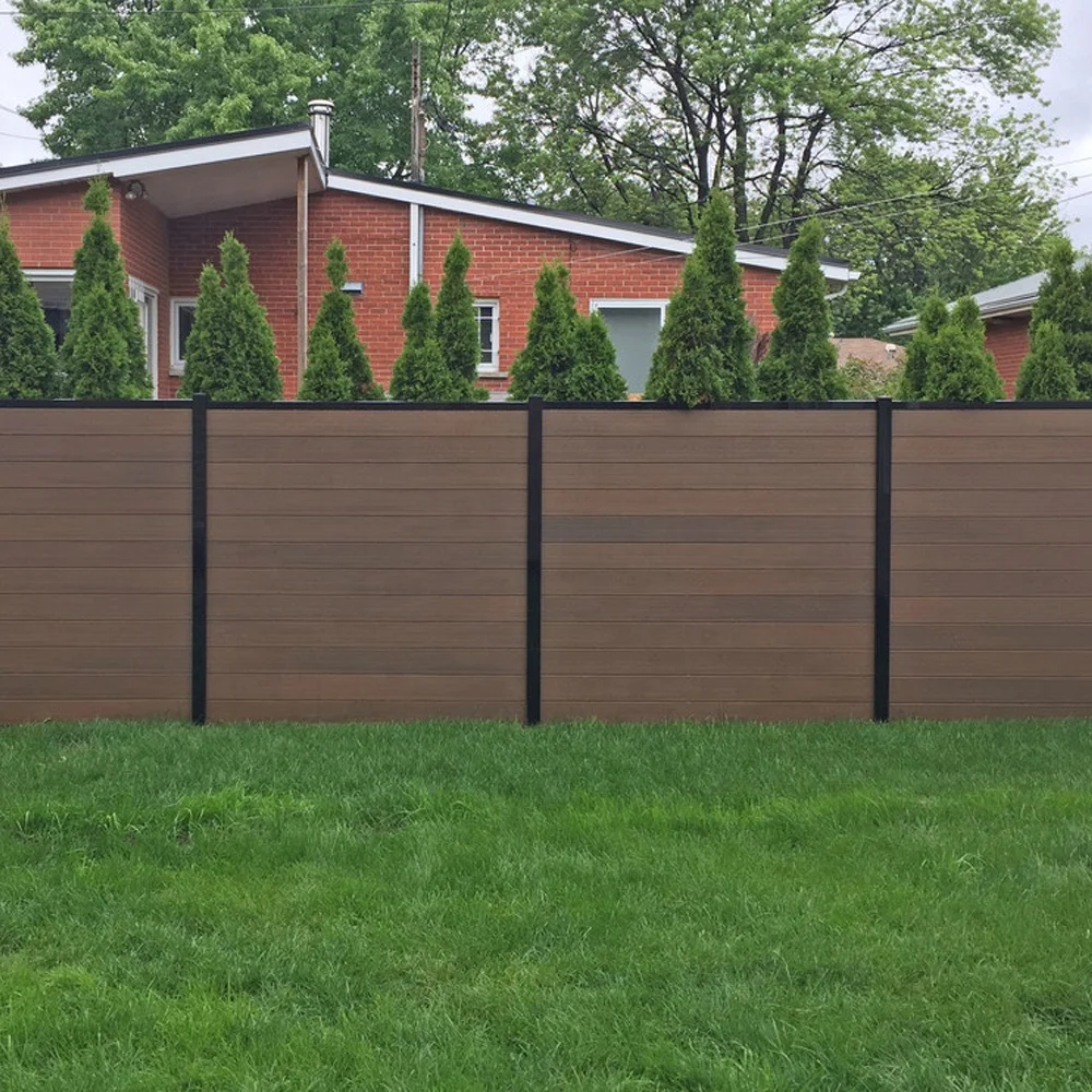 Exterior Eco-Friendly Sturdy Popular Windproof Fireproof Stable Private Wood Plastic Composite WPC Garden Fence For Muddy Ground