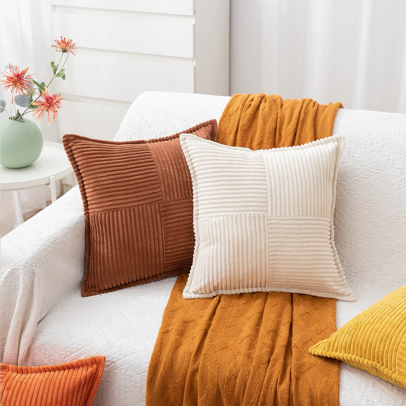 Вышивка крестом Лоскутная Вельветовая квадратная наволочка для дивана и украшения спальни