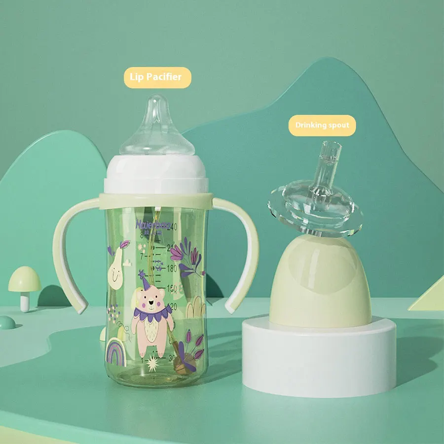 240ml/330ml Baby Milk Feeding Bottle 3 in 1 Switchable Pacifier BPA Free Newborn Baby Bottle Set