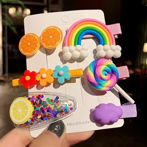 
 6 шт./компл. милые девушки облако леденец Радуга заколки мультфильм заколки для волос для девочек, для детей, повязка на голову, Детские аксессуары, носки  