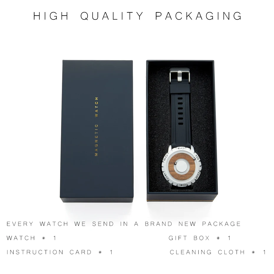 Eutour E031 Original Brand Magnetic Pointer Free Concept Quartz Fashion Rubber Strap Watch