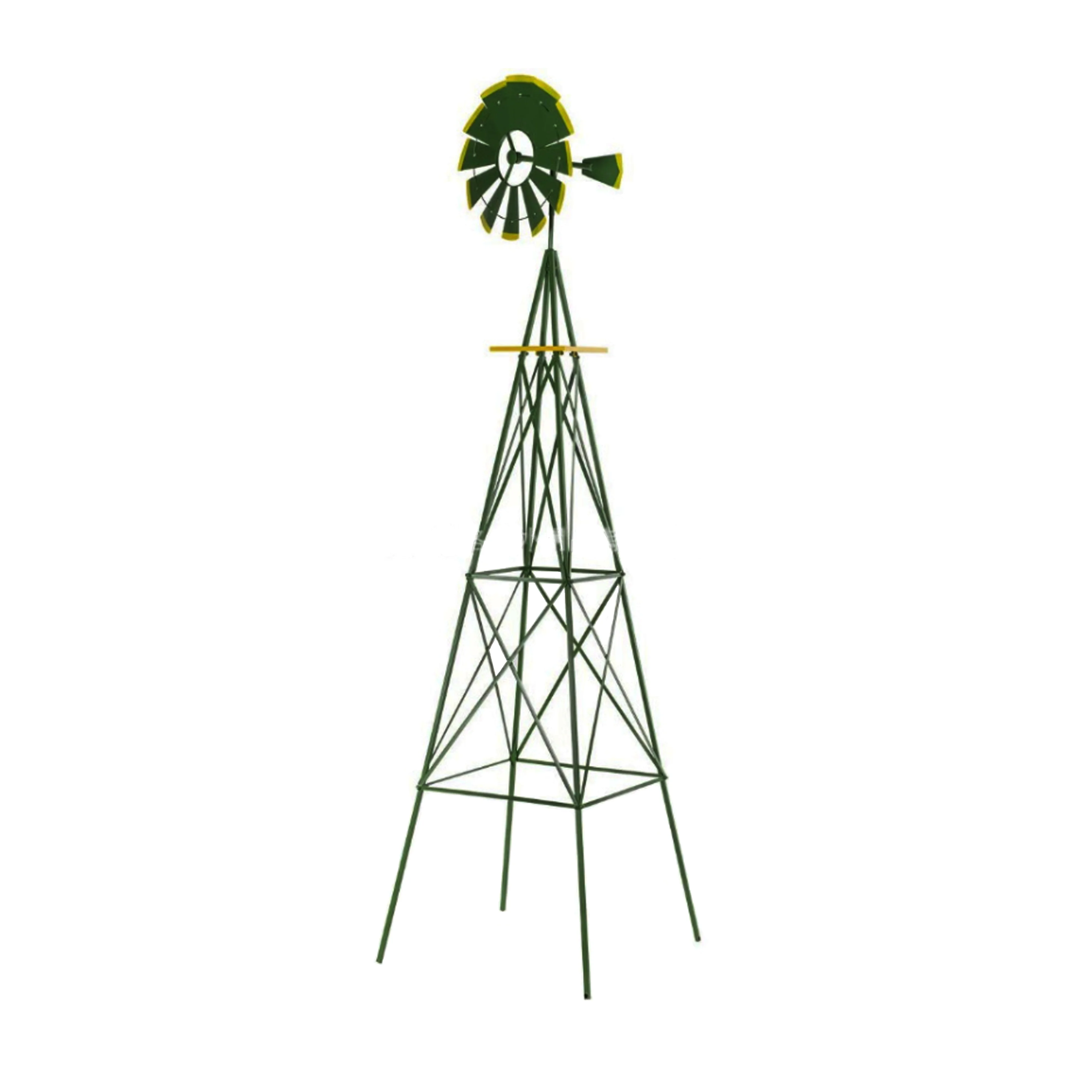 Garden Windmill Green Metal Garden Decoration Weather Rust Resistant