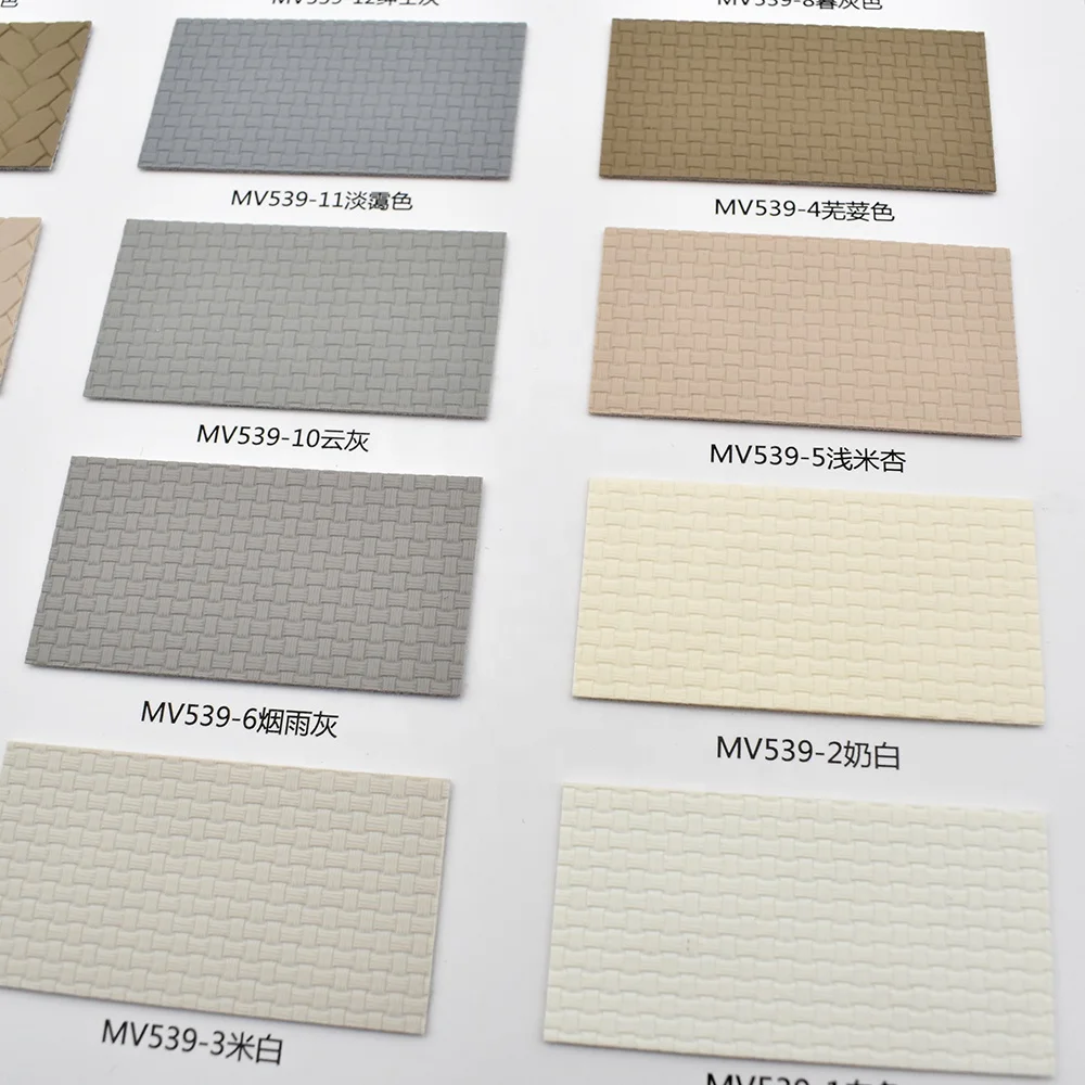 Wholesale Premium Designer Synthetic PU Leather Upholstery Fabrics Woven Pattern Faux PVC Leather