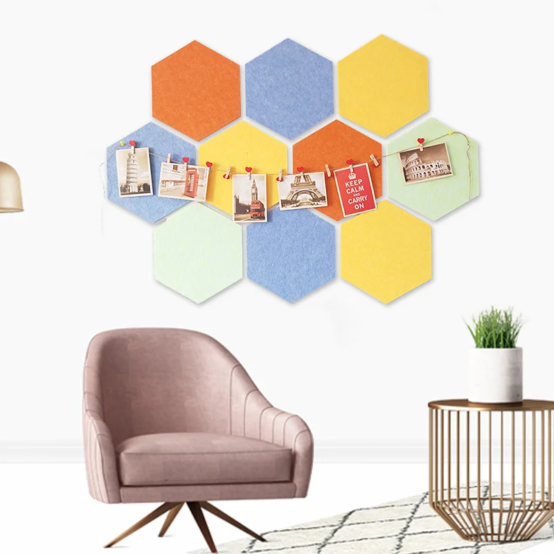 Hexagon Felt Pin Board Bulletin Board Stickers Home Decor Wall Office Memo Message Board