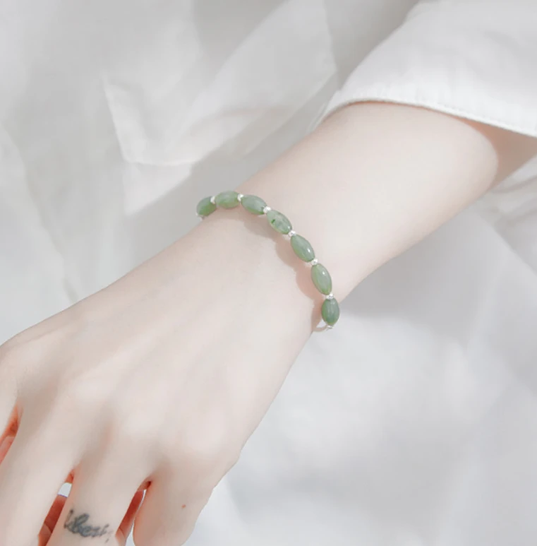Нефритовый браслет с бусинами, свежий простой оригинальный браслет, нишевой дизайн