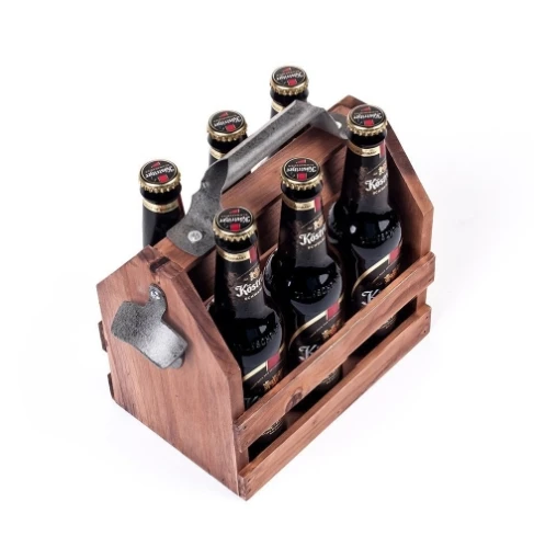 Bar Wooden Cola Sprite Beverage Basket Wooden Handle Beer Rack Creative Beer Storage Rack