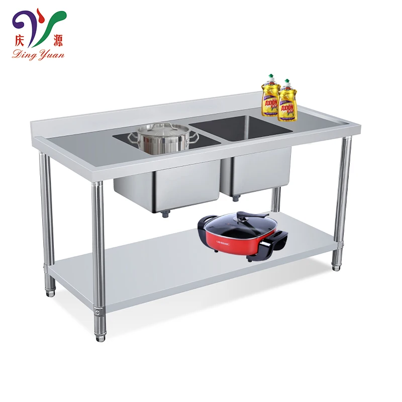 Custom size commercial 201 304 stainless steel restaurant sink compartment kitchen sink table