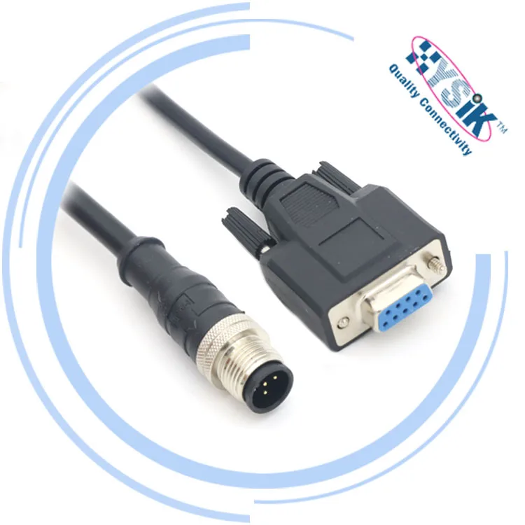 High quality RS232  Connector DB9 Adpter to M12 4 5 6 8pin  Soldering Molding Cable Aviation plug cable Connector