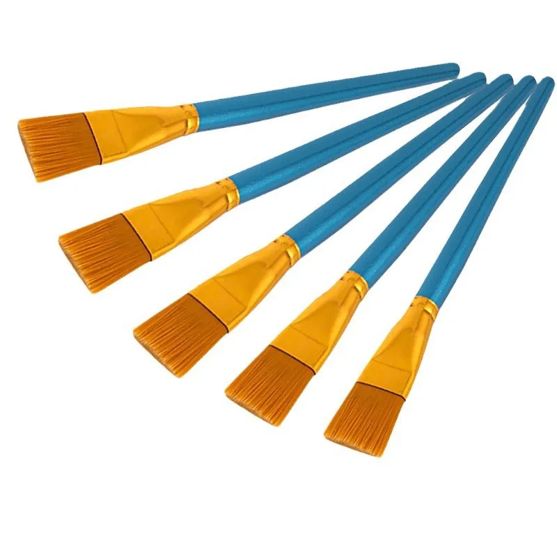 Soododo Single Set Flat Head Nylon Painting Brush for Children Art Students Composed Wood Handle Graffiti Filling Oil Painting
