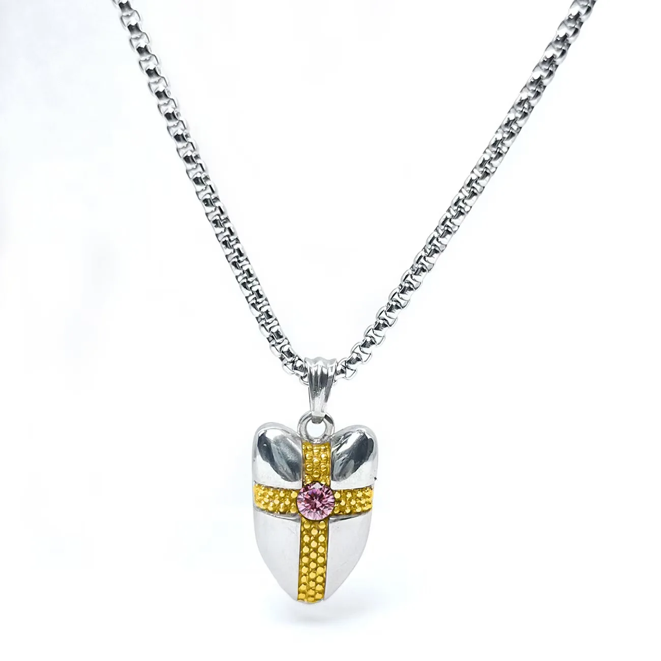New European and American style high-end zircon pendant stainless steel necklace wholesale