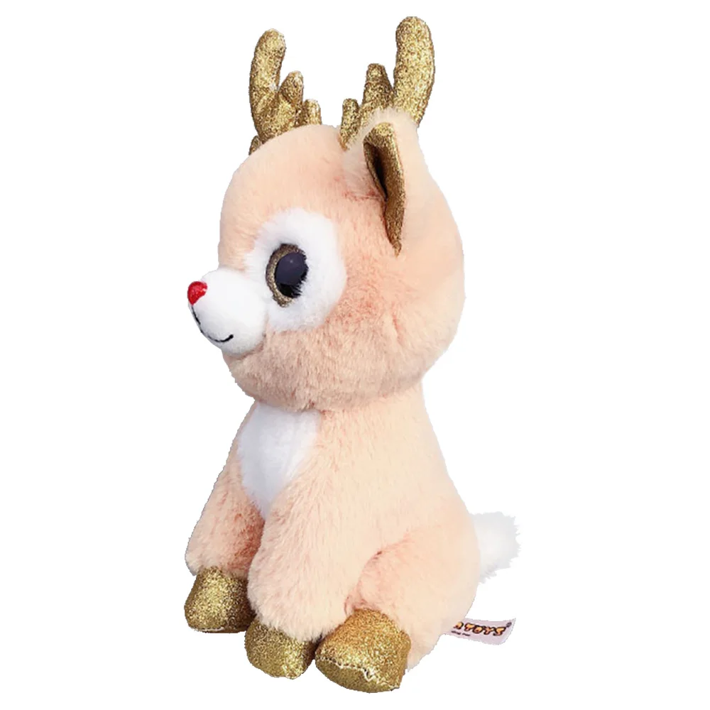 Creative Christmas Big Eyes Stuffed Reindeer Toys Wholesale Custom Moose Plush Reindeer Santa Toys