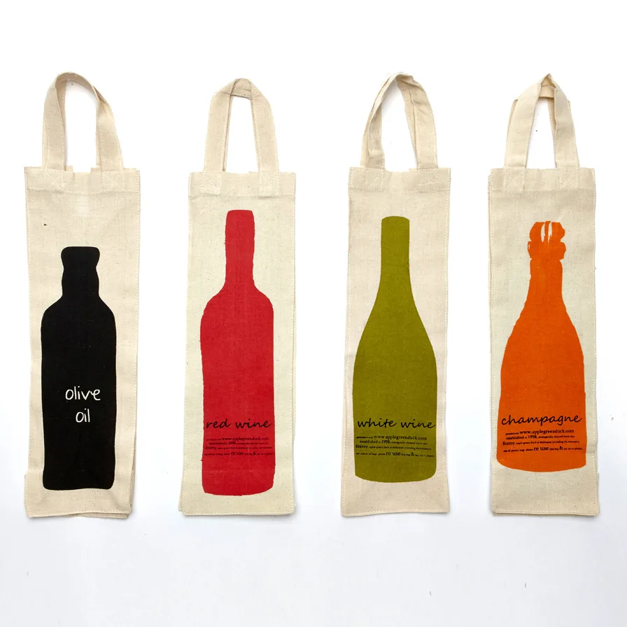 Wholesale eco-friendly fashionable low price single bottle grocery recycled carrier custom logo cotton tote canvas wine bags