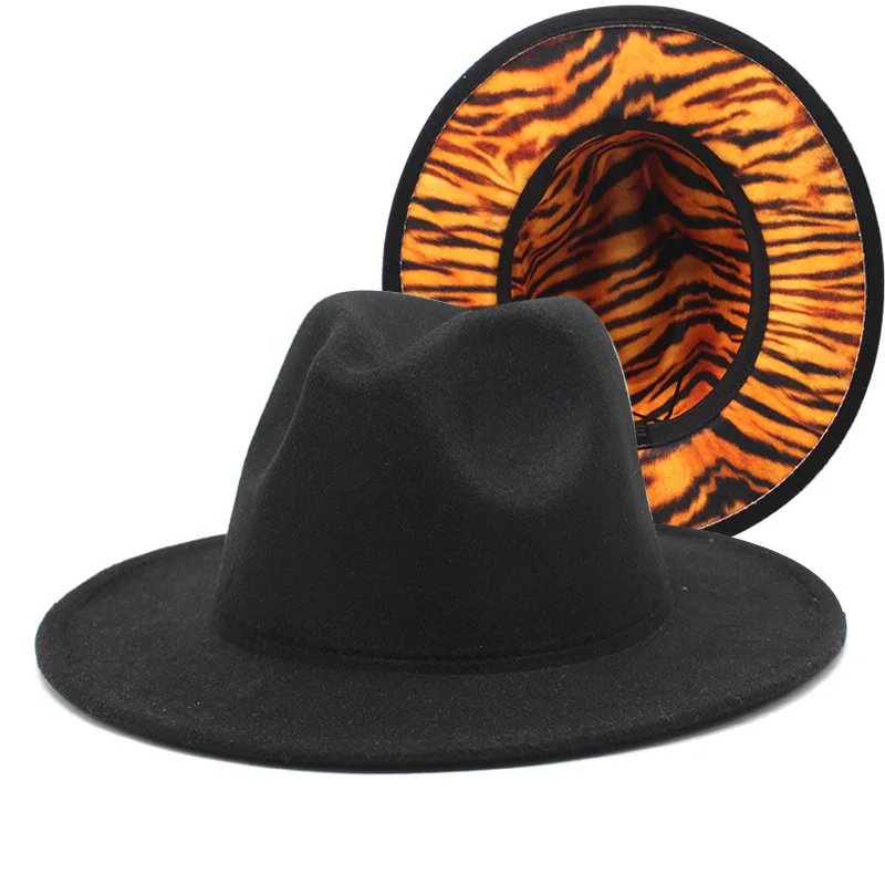 FS Fashion Fur Felt Hat With Wide Eaves And Concave Top, Double-Sided Matching Color Animal Pattern Custom Made Fedora