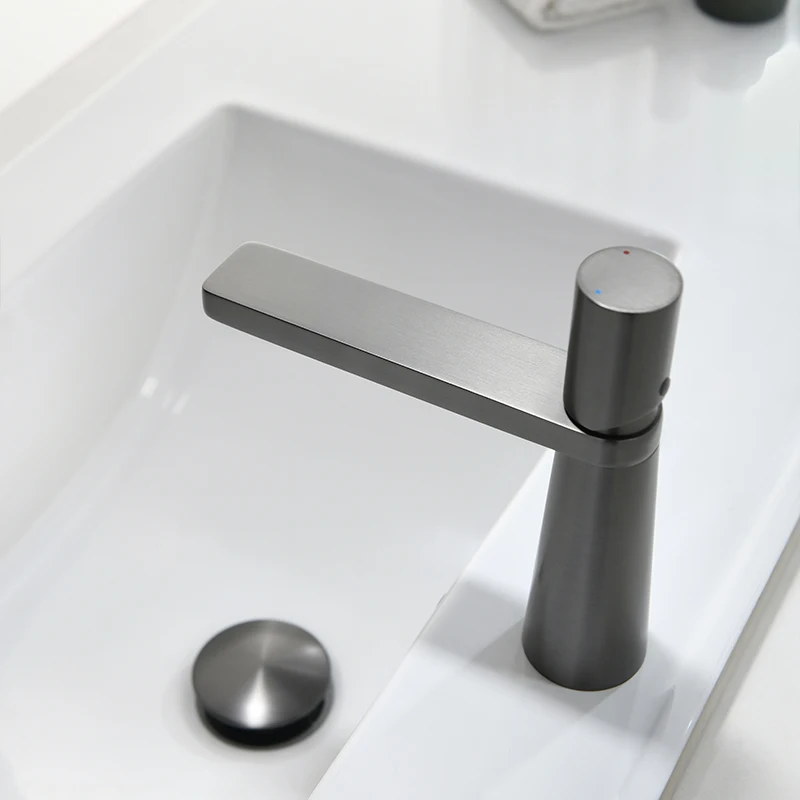 New style brass faucet hot cold shower faucet set bathroom tall gun grey basin faucets