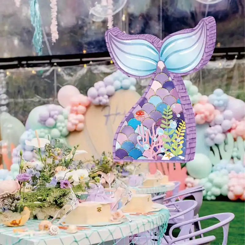 Paper Blindfold For Kid Birthday Party Decoration  and  Hot Selling Mermaid Tail Pinata With Plastic Bat