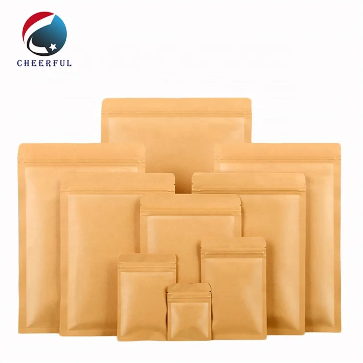 9x14 см RTS коричневый плоский Ziplock Алюминиевая фольга крафт-бумага мешочек на молнии
