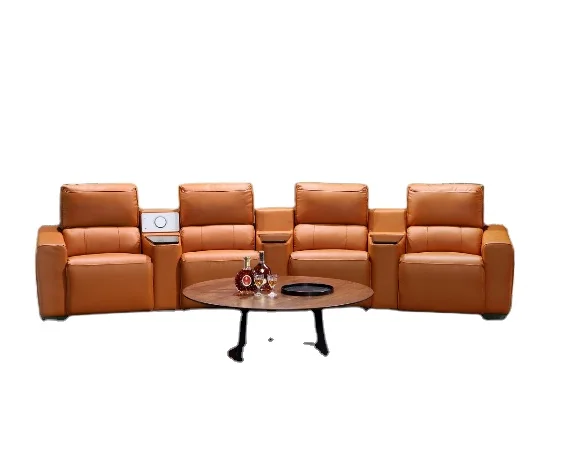  Home theatre System console and speaker with wireless charging motion power recliner cow leather materials