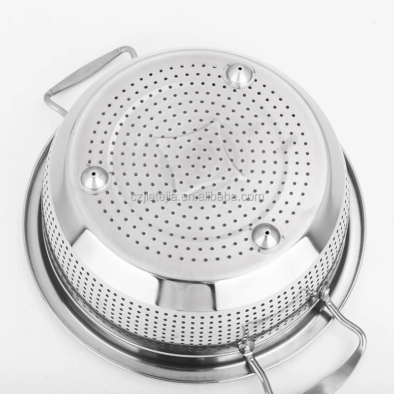 Stainless steel kitchenware steel rice/sink colander with legs