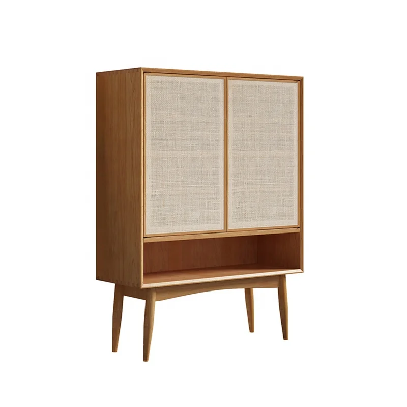 Rattan Furniture Nordic Shoes Rack Bench Wood Modern Shoes Storage Cabinet for Home