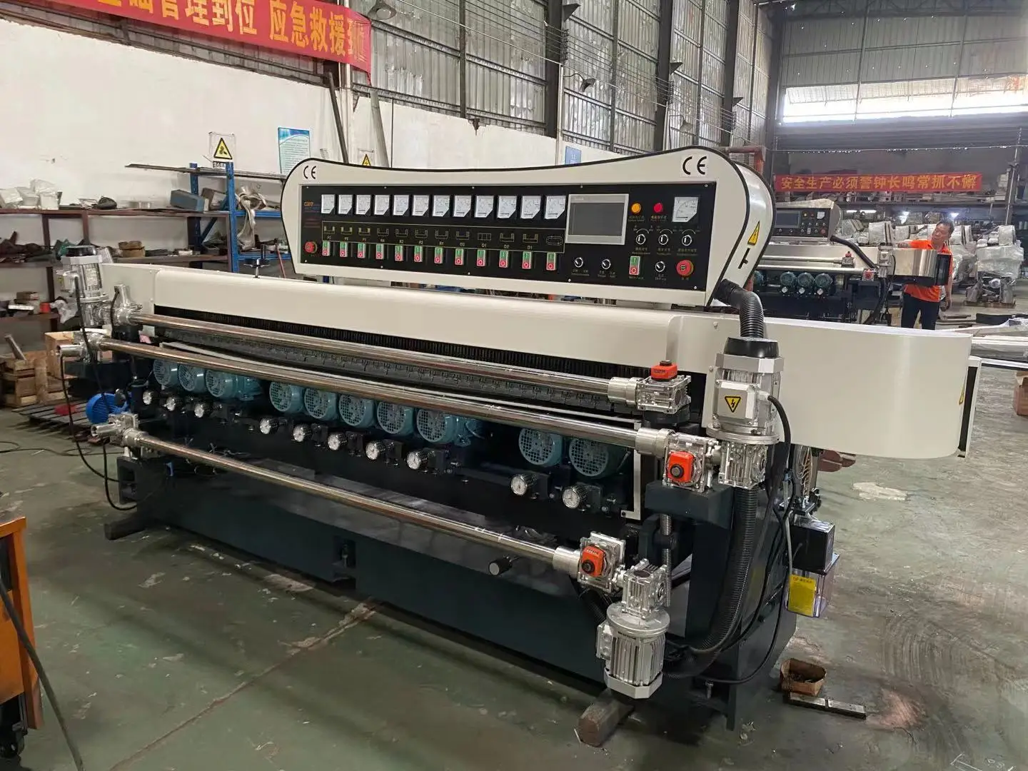 Vertical glass straight bevel edging machine