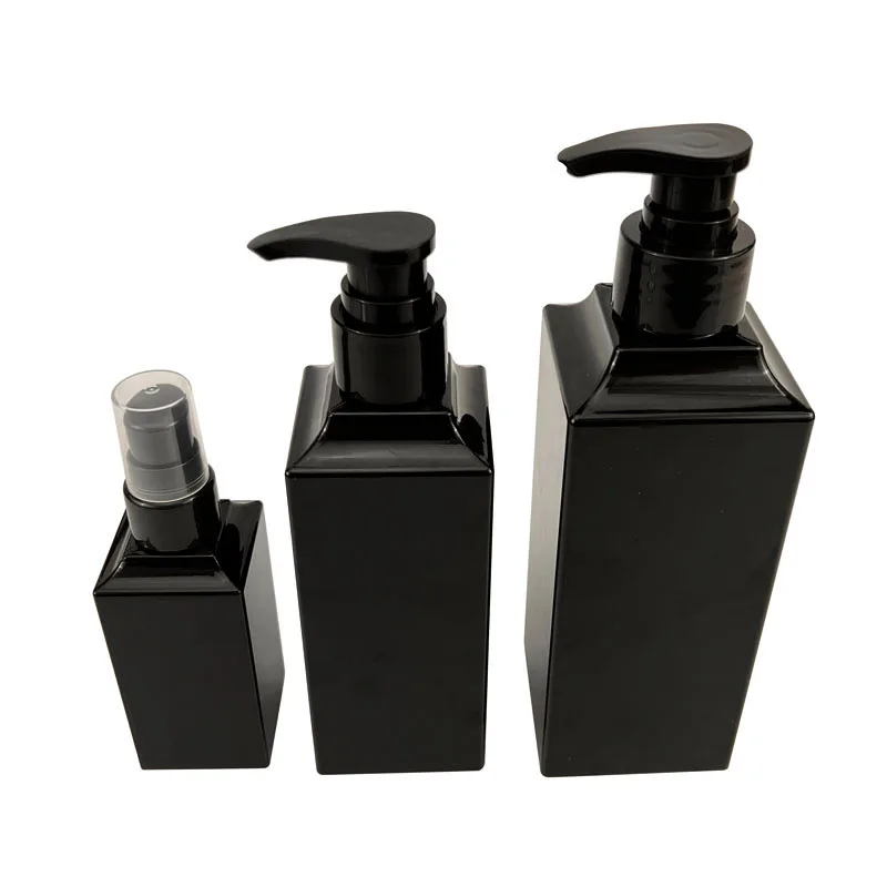 Manufacturer Empty 100Ml 250Ml 450Ml PET Square Rectangle Shampoo Spray Pump Lotion Bottle Luxury Cosmetic Plastic Bottle