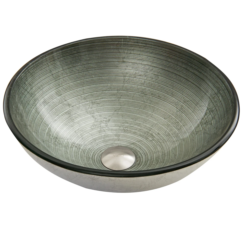 Bathroom Round Glass Vessel Sink white Crystal Basin with Faucet Pop-Up Drain