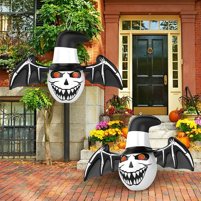Halloween Scary Hanging Ghost With LED light Inflatable Bat Wings For Outdoor Decoration