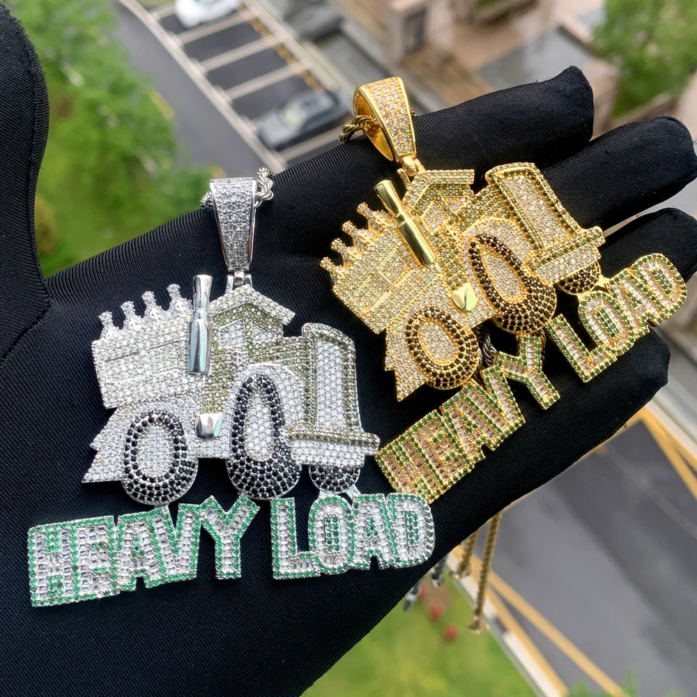 iced out bling 5a cz men boy jewelry fully heavy load money truck car shape hip hop pendant