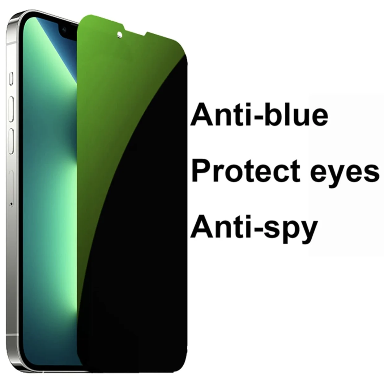 Silk Printing Full Cover 9H Anti Peeping Tempered Glass Film Anti Spy Privacy Screen Protector