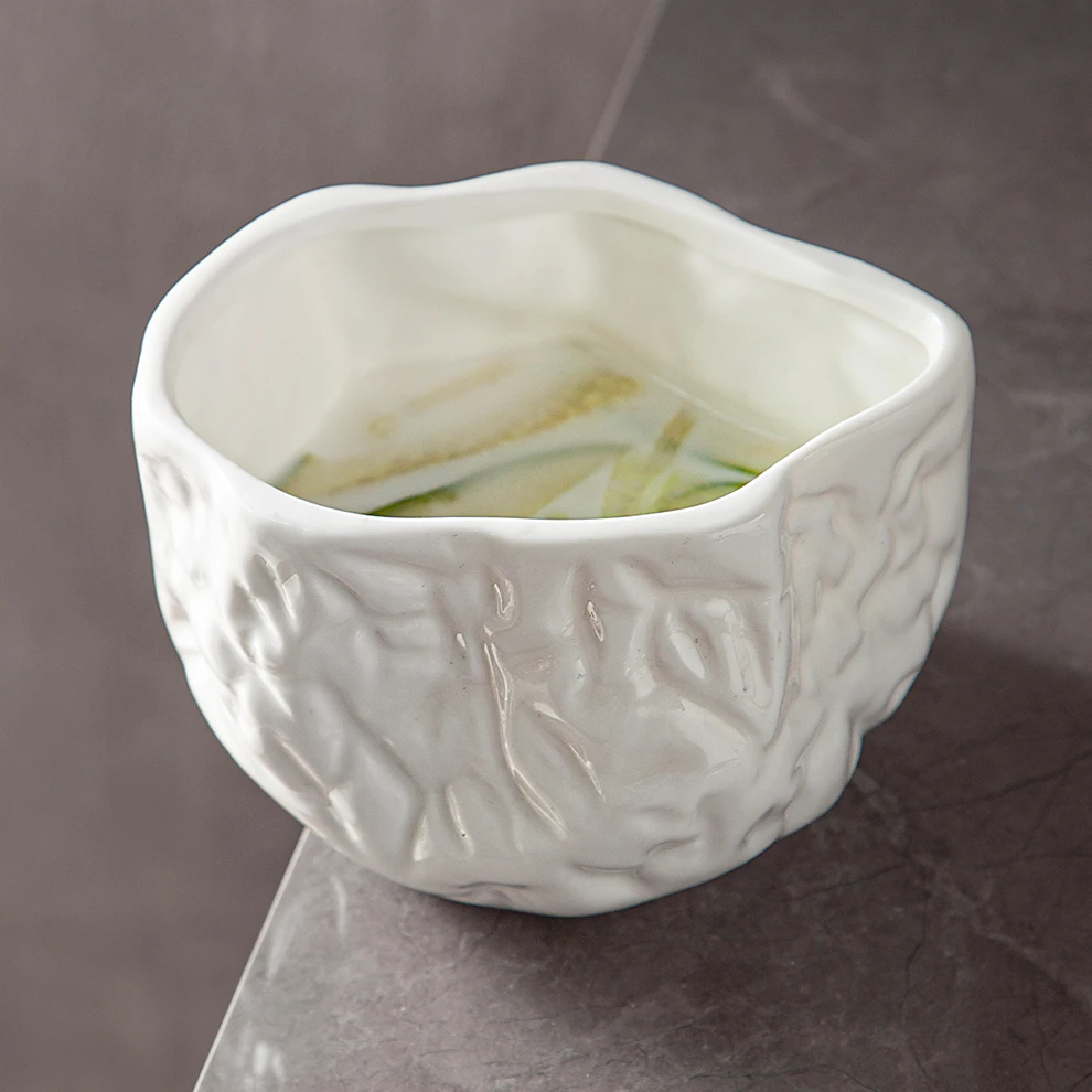 6 Inch Fashion Dinnerware  Fantastic Bowl Irregular Assiette Creative Dishes Curved Rim Embossed Design Soup Bowls For Wedding