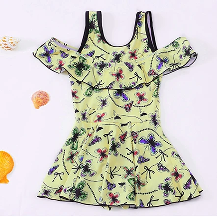 Новые товары, милый Цельный купальник с бабочками для маленьких девочек, детский купальник