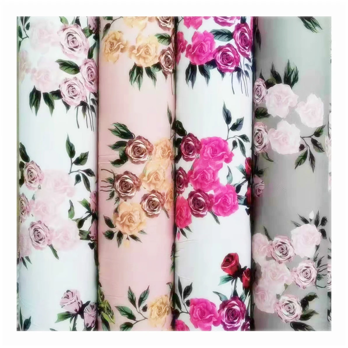 4 way stretch spandex polyester floral print fabric 100D 100gsm four way stretch print fabric Stretch polyester dress materials