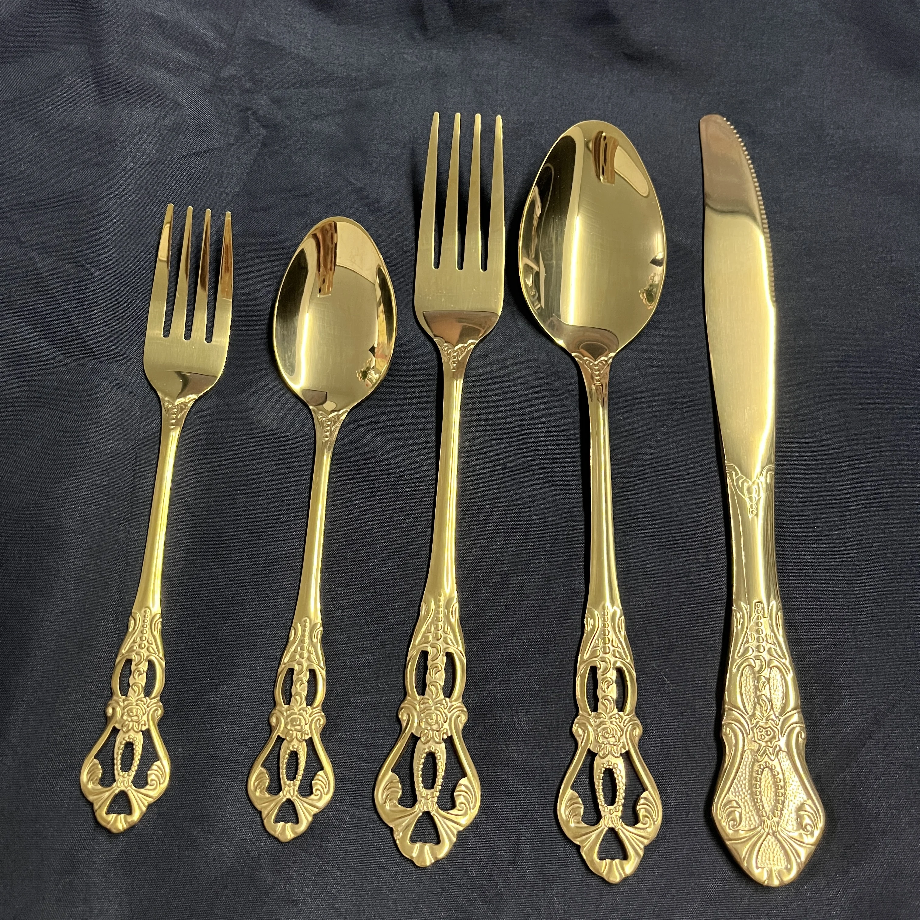 Knife Spoon Fork Set Court style high end luxury handle wedding stainless steel Wedding Flatware set