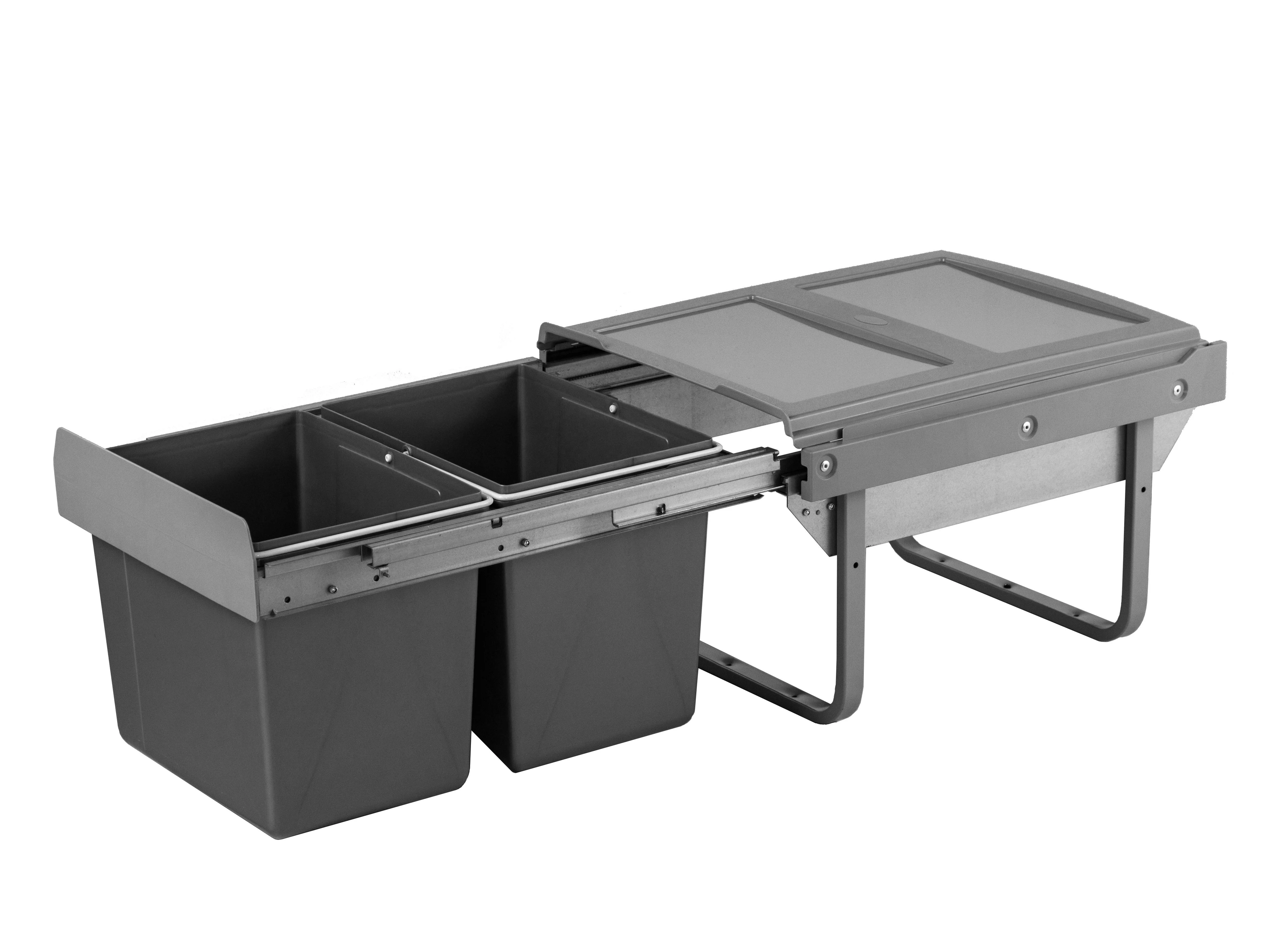 Cabinet Pull out Sorting  waste bin  15L Kitchen Plastic Double Bucket Damping Buffer Garbage Can