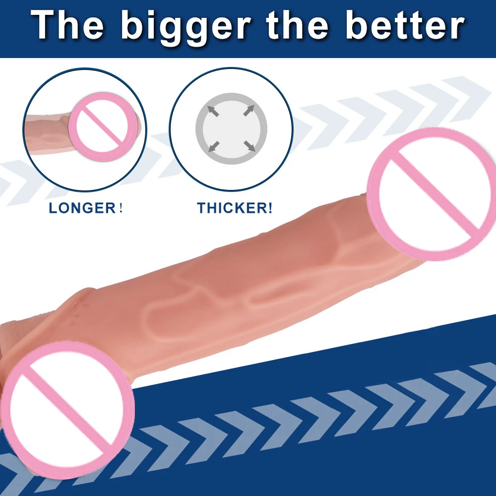 Realistic Penis Extension Cock Sleeve Reusable Silicone Penis Enlarger Delay Condoms For Men Dildo Enhancer Sex Toys
