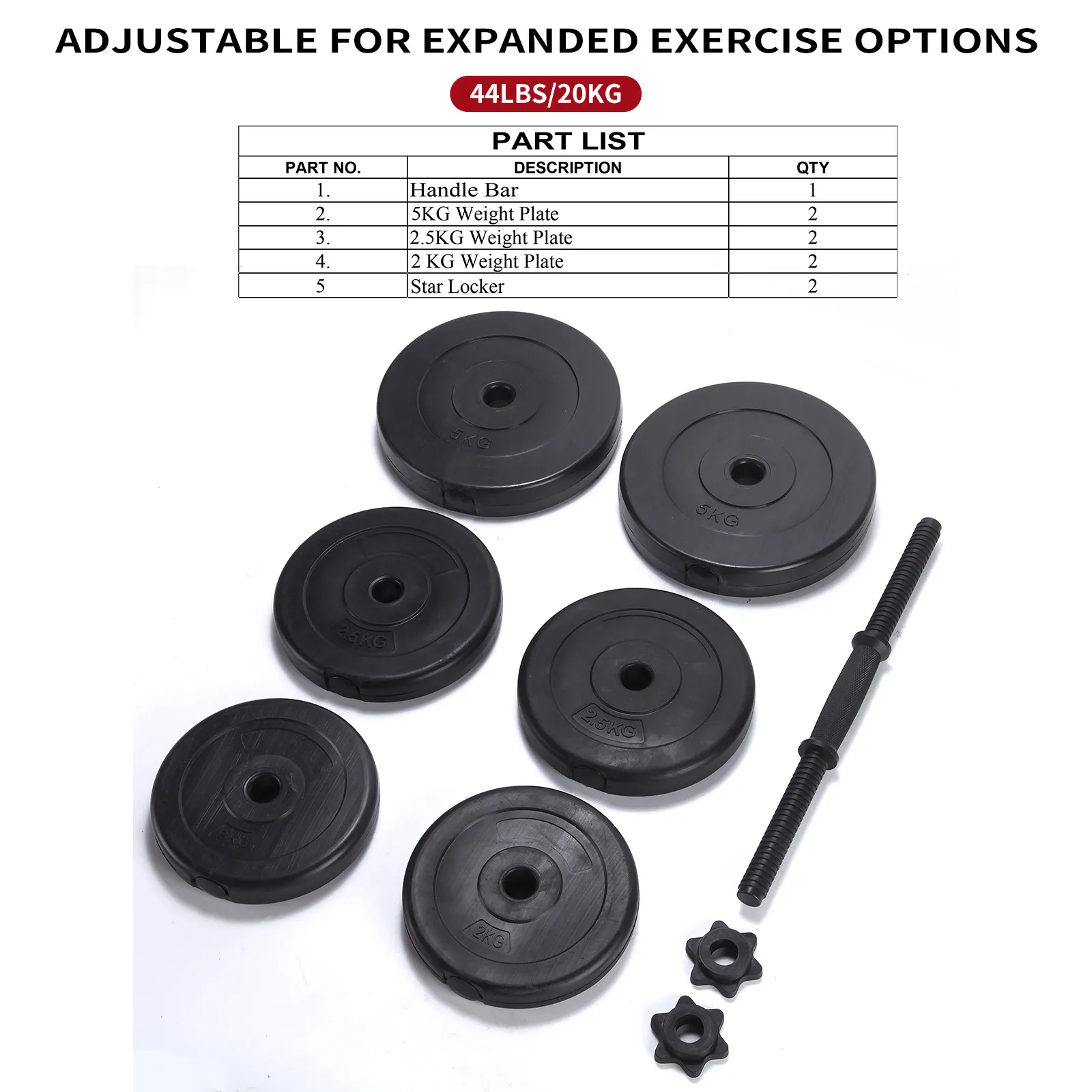20kg Home Gym Set Cement Adjustable Barbell Kettlebell Dumbbell Custom Plastic Concrete Kettlebell Dumbbell Set