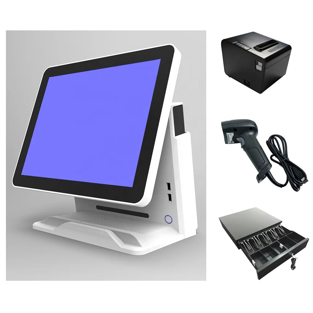 Single Screen Dual Screen Touch Pos System Machine 15.6 15 Inch Android Pos Terminal with windows 10